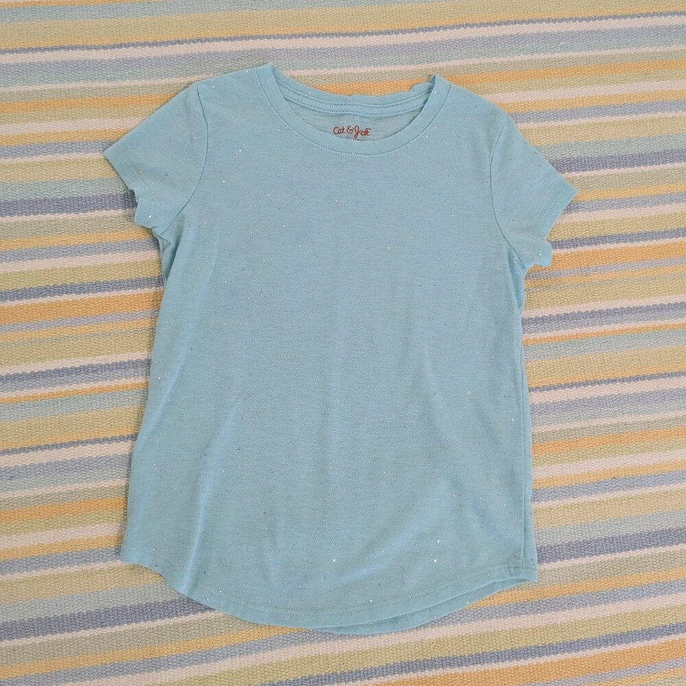 🛍️ BUNDLE ONLY • Girl's Cat & Jack Sparkle Glitter tee size 6/6x